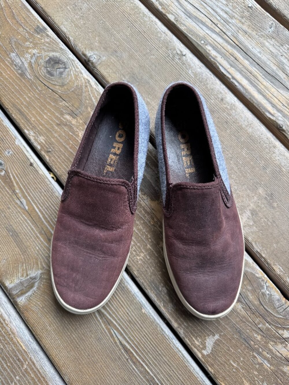 Sorel Brown Leather / Gray Campsneak Slip-on Sneakers in Women's 9